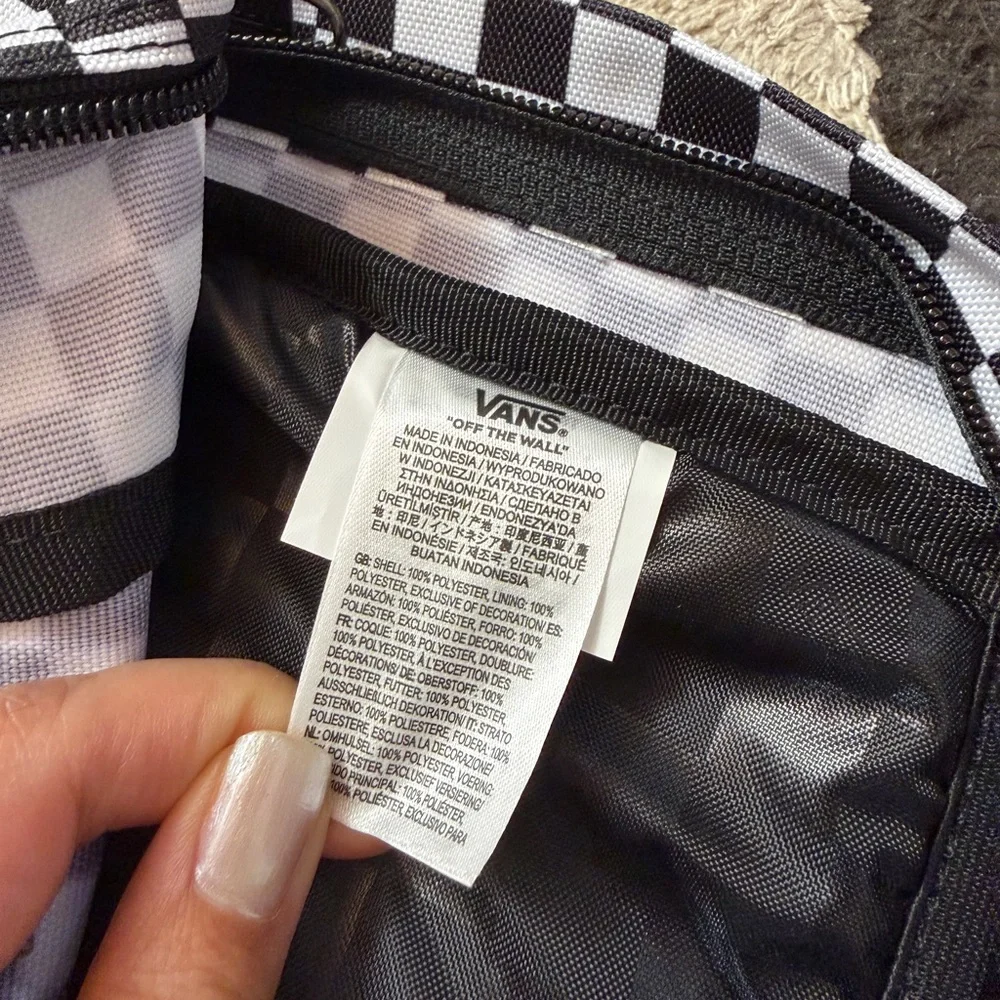 Vans Black & White Checkerboard Backpack with Front Pocket